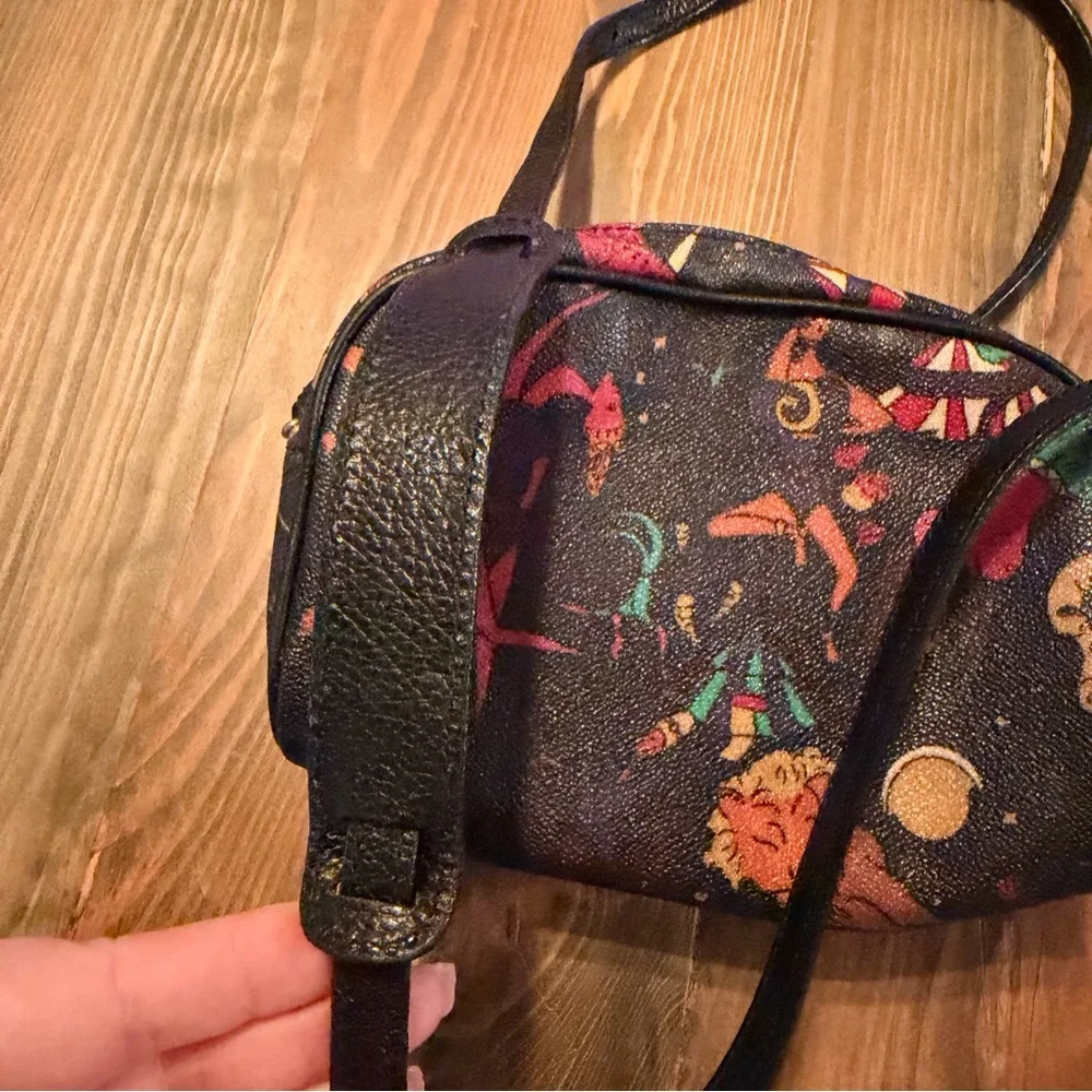 Piero Guidi‎ Magic Circus print crossbody bag embossed fabric with leather trim